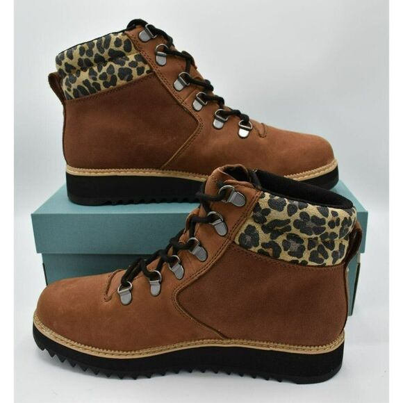 Toms Women Size 9.5 Mojave Oiled Waterproof Ember Nubuck Leopard Suede Mid Boots - Picture 2 of 10